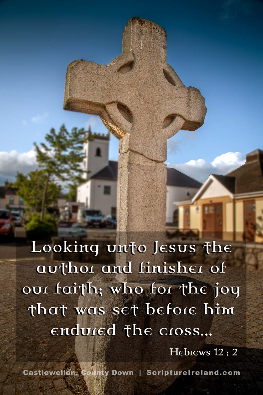 Because of Ireland's Christian heritage, it's not unusual to find an old cross or other relic prominently displayed - like this one at the Square in the village of Castlewellan, County Down.